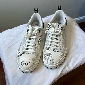 John Galliano Newspaper print sneakers in size 11.5